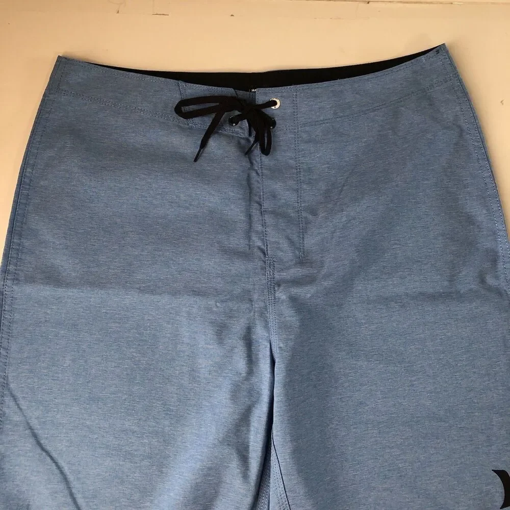 Hurley Mens Board-shorts Heather Blue Drawstring Swim Shorts Size 32